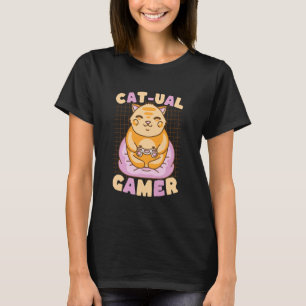 Camiseta Gato-ual Jugador Gato Kawaii Lindo Divertido
