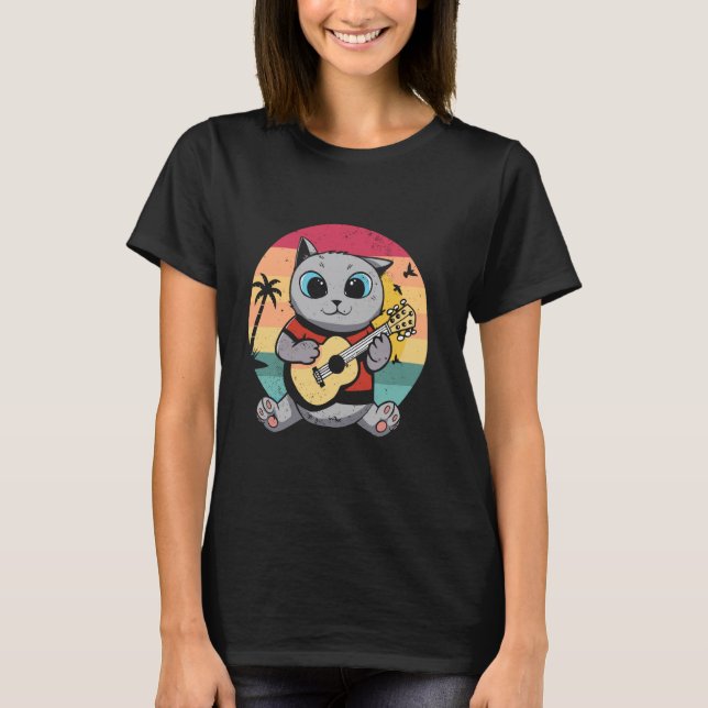 Camiseta Gato Ukelele Retro (Anverso)