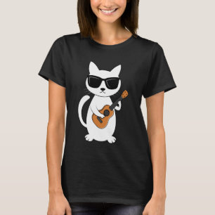 Camiseta Gato Ukulele Ukelelista Instrumento de Cuerda