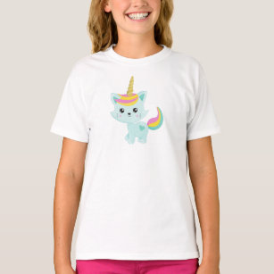 Camiseta Gato unicornio, gato lindo, gato azul, gato pequeñ