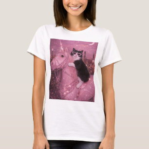Camiseta Gato Unicornio Glamuroso Bajo Ciudad Brillante