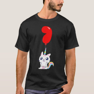 Camiseta Gato unicornio lindo 7 cumpleaños niños globo pera