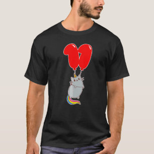 Camiseta Gato Unicornio Lindo Cumpleaños 11 Niños Globo Fie