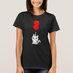 Camiseta Gato Unicornio Lindo Cumpleaños 2 Años Fiesta de G