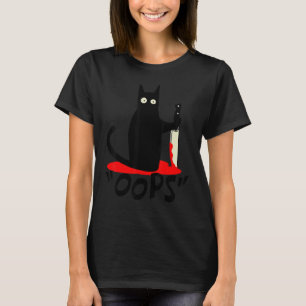 Camiseta Gato Ups Gato Negro Gato Asesino Con Cuchillo Hol