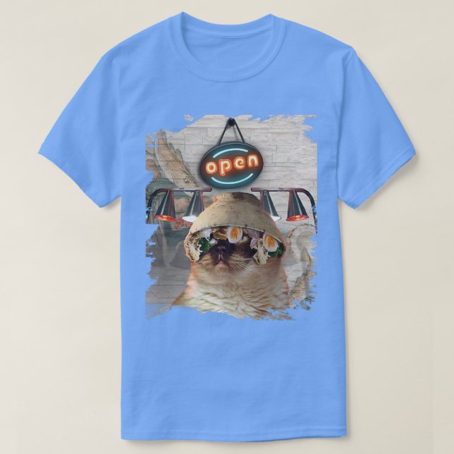 Camiseta Gato usando fideos de Ramen Bowl Gracioso  (Diseño del anverso)