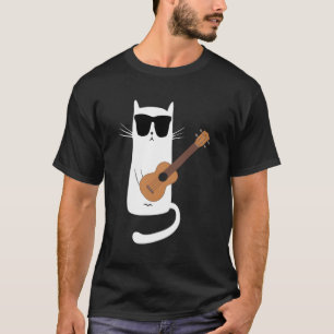 Camiseta Gato usando gafas de sol jugando a Ukulele