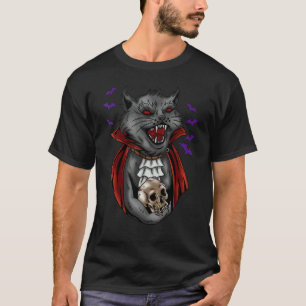 Camiseta Gato vampiro Halloween gótico