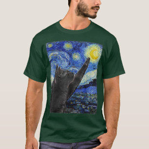 Camiseta Gato Van Gogh de la noche del estribo