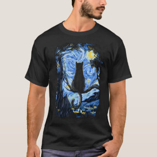 Camiseta Gato Van Gogh Noche estrellada Amantes de gatos fa