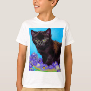 Camiseta Gato Van Gogh y flores