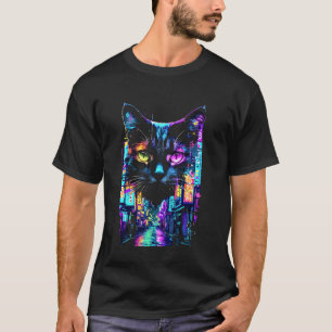 Camiseta Gato Vaporware Tokio Calle Retrowave Estética Japo
