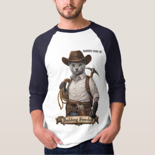 Camiseta Gato Vaquero Azul Ruso – Construyendo Libertad