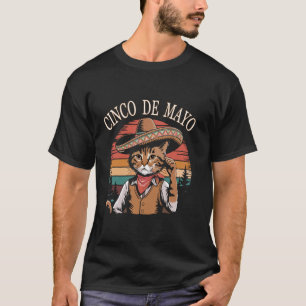 Camiseta Gato vaquero del Cinco de Mayo con sombrero