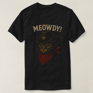 Camiseta Gato Vaquero Divertido Diseño Occidental "Meowdy" 
