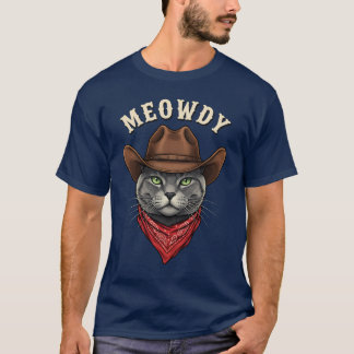 Camiseta Gato Vaquero Meowdy Gato Occidental Divertido Gato