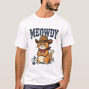 Camiseta Gato Vaquero Meowdy Oeste Rodeo Sarcástico Ret