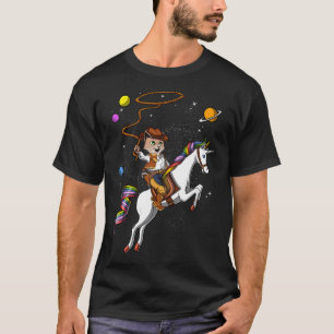 Camiseta Gato Vaquero Montando Unicornio