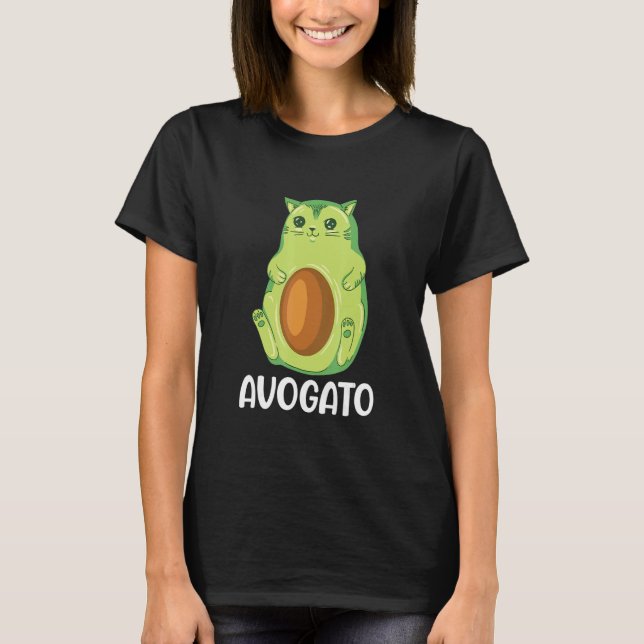Camiseta Gato Vegano Avogato Aguacate (Anverso)