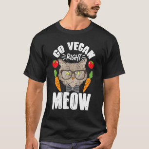 Camiseta Gato vegetariano Ir Vegan Derecha Meow Animal Vint