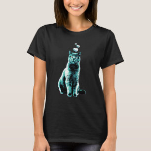 Camiseta Gato ventilado lindo con corazón retro azul 2