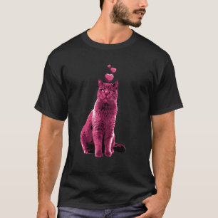 Camiseta Gato ventilado lindo con corazón retro rosado 12