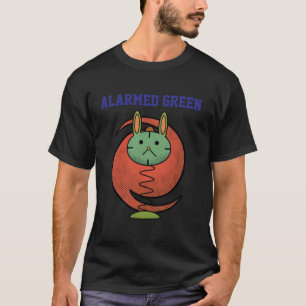 Camiseta Gato verde alarmado naranja divertido
