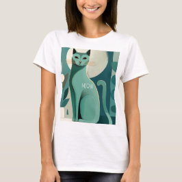 Camiseta Gato verde retro "Meow"