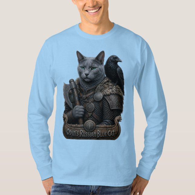 Camiseta Gato veterano Russian Blue Odin (Anverso)