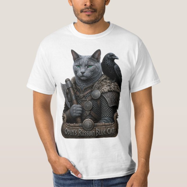 Camiseta Gato veterano Russian Blue Odin (Anverso)