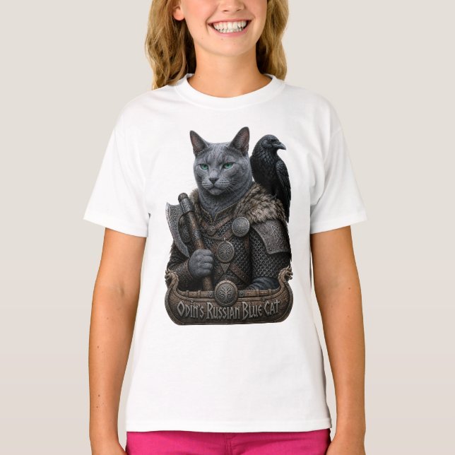 Camiseta Gato veterano Russian Blue Odin (Anverso)