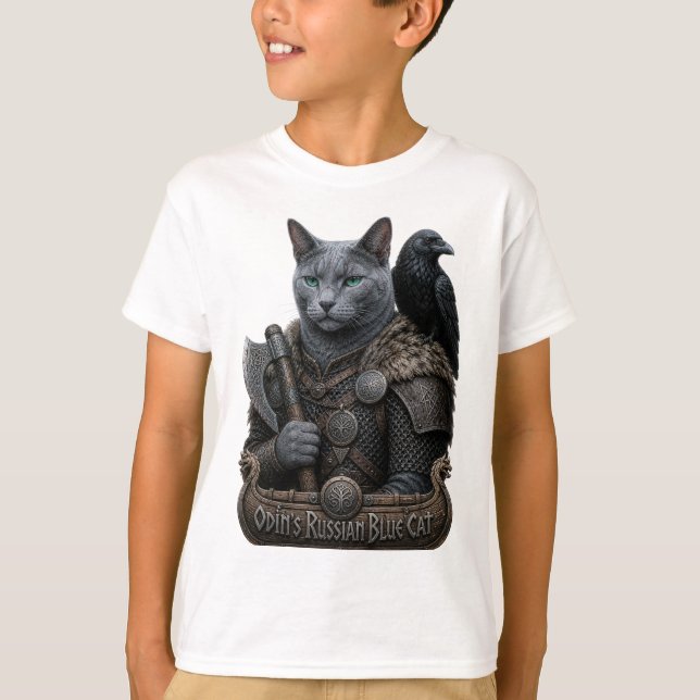 Camiseta Gato veterano Russian Blue Odin (Anverso)