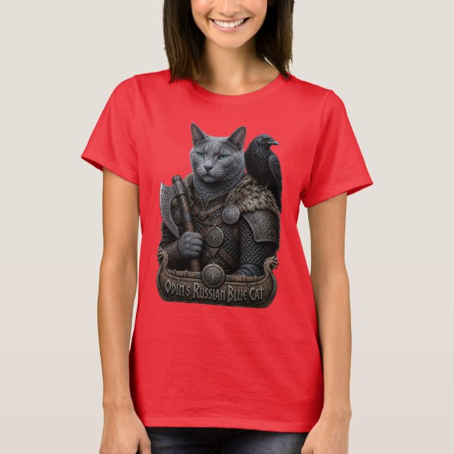 Camiseta Gato veterano Russian Blue Odin (Anverso)