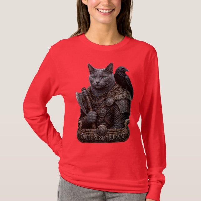 Camiseta Gato veterano Russian Blue Odin (Anverso)
