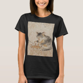 Camiseta Gato viejo comiendo ramen