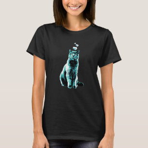 Camiseta Gato Vintage Adorable con Corazones Retro Azul 3