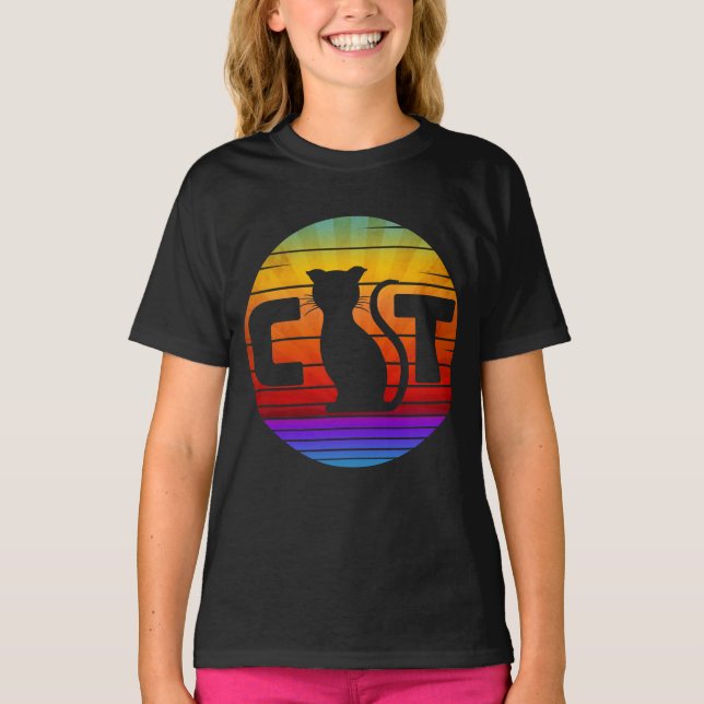 CAMISETA GATO VINTAGE ATARDECER (Anverso)