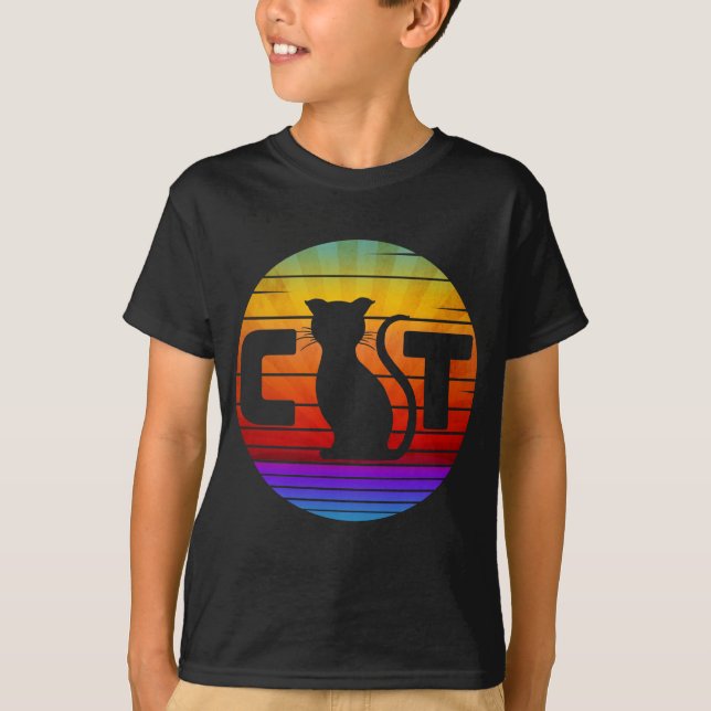 CAMISETA GATO VINTAGE ATARDECER (Anverso)