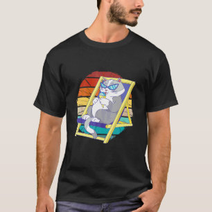 Camiseta Gato vintage comiendo helado con gafas de sol