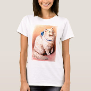 Camiseta Gato vintage con arco azul