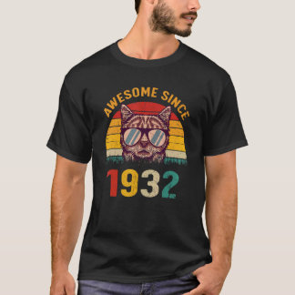 Camiseta Gato Vintage Cumpleaños 90  90 Años Increíble Desd