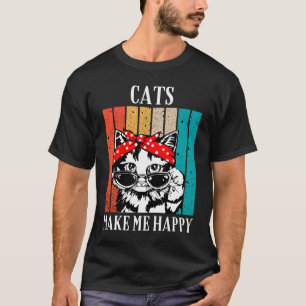Camiseta Gato Vintage Genial Los Gatos Me Hacen Feliz Para