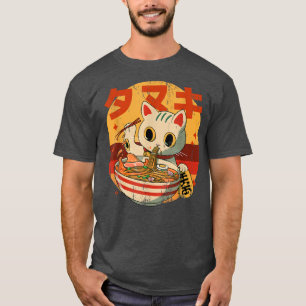 Camiseta Gato Vintage Kawaii Ramen 