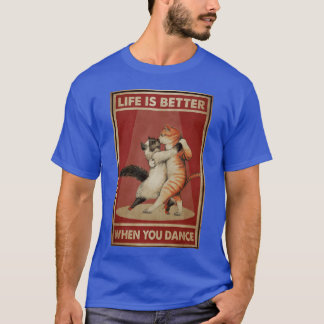 Camiseta Gato Vintage La vida es mejor cuando bailas chica
