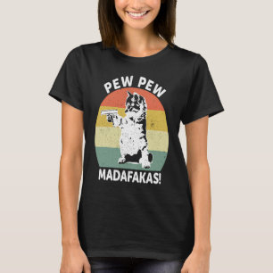 Camiseta Gato Vintage PewPewPew Madafakas Gato Loco Pew