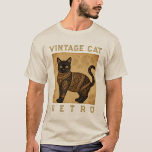 Camiseta Gato Vintage Retro, Estilo Antiguo