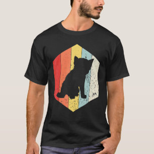 Camiseta Gato Vintage Silueta de Gatito Retro 60s 70s