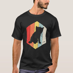Camiseta Gato Vintage Silueta de Gatito Retro 60s 70s