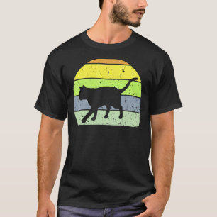 Camiseta Gato Vintage Silueta De Gato Retro Animal 60s 70s