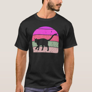Camiseta Gato Vintage Silueta de Gato Retro Gatito Animal